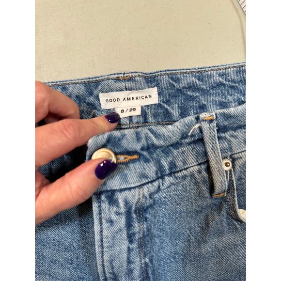 Good American Jeans Distressed Straight Leg Stretch Light Wash Size 8 / 29 - Picture 5 of 6